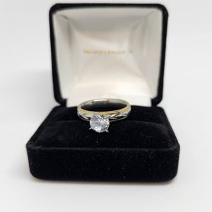 New two tone gold steel engagment ring lab diamond